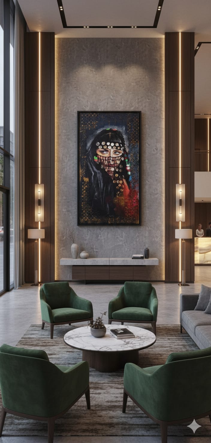 Gizemli Bakışlar * Etnik detaylı Modern Tasarım Kadın geri Dönüşüm parçasından tasarlanmışTablo - Görsel 4